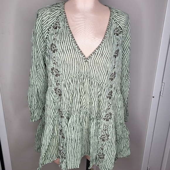 Free People Women's Size Medium Another Day Balloon Sleeve Boho Cotton - Picture 2 of 10